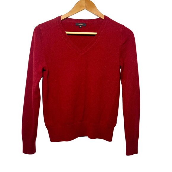 Quince Sweaters - Quince 100% Cashmere Red Sweater V-Neck Minimalist Varsity Preppy Luxury Small